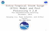 1 Extra-Tropical Storm Surge (ETSS) Model and Post Processing V 2.0 Pre-Implementation Briefing December, 2014 Huiqing Liu, Ryan Schuster, and Arthur Taylor.