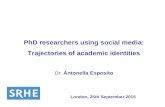 PhD researchers using social media: Trajectories of academic identities Dr. Antonella Esposito London, 25th September 2015.