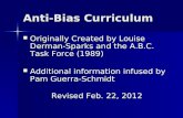 Anti-Bias Curriculum Originally Created by Louise Derman- Sparks and the A.B.C. Task Force (1989) Originally Created by Louise Derman- Sparks and the A.B.C.