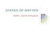 STATES OF MATTER Solids, liquids and gases. Kinetic theory of matter 1. All matter is composed of tiny particles Ions, atoms or molecules 2. There are.