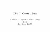 IPv4 Overview CS460 - Cyber Security Lab Spring 2009.