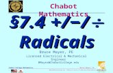 BMayer@ChabotCollege.edu MTH55_Lec-43_sec_7-4_Add_Sub_Divide_Radicals.ppt 1 Bruce Mayer, PE Chabot College Mathematics Bruce Mayer, PE Licensed Electrical.