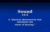 Sound 13-3 A “physical phenomenon that stimulates the sense of hearing.”