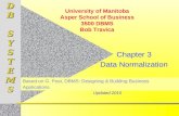 DBSYSTEMS Chapter 3 Data Normalization Based on G. Post, DBMS: Designing & Building Business Applications University of Manitoba Asper School of Business.