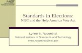 Standards in Elections: NIST and the Help America Vote Act Lynne S. Rosenthal National Institute of Standards and Technology lynne.rosenthal@nist.gov.