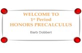 WELCOME TO 1 st Period HONORS PRECALCULUS Barb Dobbert