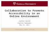 © 2010 Capella University - Confidential - Do not distribute Collaboration to Promote Accessibility in an Online Environment Jackie Dutot Carlie Gebauer.
