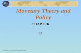 1 Monetary Theory and Policy CHAPTER 30 © 2003 South-Western/Thomson Learning.