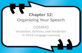 Chapter 12: Organizing Your Speech COMM3 Verderber, Sellnow, and Verderber © 2014 Cengage Learning.