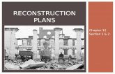 Chapter 12 Section 1 & 2 RECONSTRUCTION PLANS.  Students should be able to understand:  South is left in ruins  Lincoln’s plan for Reconstruction differed.