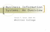 1 Business Information Systems: An Overview Daniel F. Duran,BSAD 341 Whittier College.