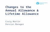 Changes to the Annual Allowance & Lifetime Allowance Craig Martin Pension Manager.