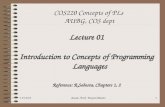 10/13/2015Assoc. Prof. Stoyan Bonev1 COS220 Concepts of PLs AUBG, COS dept Lecture 01 Introduction to Concepts of Programming Languages Reference: R.Sebesta,