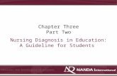 Nursing Diagnosis in Education: A Guideline for Students Chapter Three Part Two.