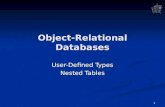 1 Object-Relational Databases User-Defined Types Nested Tables.