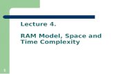 Lecture 4. RAM Model, Space and Time Complexity 1.