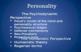 Personality The Psychodynamic Perspective  Freud’s model of the mind and personality structure  Psychosexual stages  Defense mechanisms  Neo-Freudians.