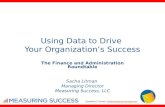 Questions? Contact info@measuring-success.cominfo@measuring-success.com Using Data to Drive Your Organization’s Success The Finance and Administration.