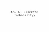 Ch. 6: Discrete Probabilityy. Probability Assignment Assignment by intuition – based on intuition, experience, or judgment. Assignment by relative frequency.