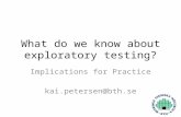 What do we know about exploratory testing? Implications for Practice kai.petersen@bth.se.