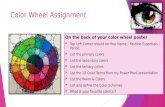 Color Wheel Assignment On the back of your color wheel poster  Top Left Corner should be Your Name – Fashion Essentials – Period  List the primary colors.