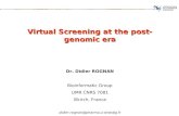 CENTRE NATIONAL DE LA RECHERCHE SCIENTIFIQUE Virtual Screening at the post-genomic era Dr. Didier ROGNAN Bioinformatic Group UMR CNRS 7081 Illkirch, France.