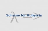 Λ => Scheme for Rubyists. Scheme History Authors: Guy Steele and Gerald Sussman Structure and Interpretation of Computer Programs (SICP) by Abelson &