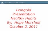 Feingold Presentation Healthy Habits By: Hope Marshall October 2, 2011.