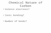 Chemical Nature of Carbon Valence electrons? Ionic bonding? Number of bonds?