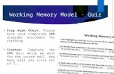 Working Memory Model - Quiz  Prep Work Check: Please have your completed WMM diagrams available for checking.  Starter: Complete the WMM Quiz while we.