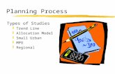 Planning Process Types of Studies yTrend Line yAllocation Model ySmall Urban yMPO yRegional.