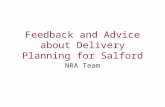 Feedback and Advice about Delivery Planning for Salford NRA Team.