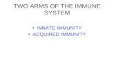 TWO ARMS OF THE IMMUNE SYSTEM INNATE IMMUNITY ACQUIRED IMMUNITY