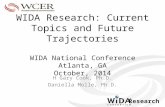 Research WIDA Research: Current Topics and Future Trajectories WIDA National Conference Atlanta, GA October, 2014 H Gary Cook, Ph.D. Daniella Molle, Ph.D.