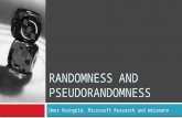 RANDOMNESS AND PSEUDORANDOMNESS Omer Reingold, Microsoft Research and Weizmann.