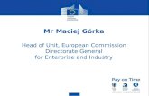 Mr Maciej Górka Head of Unit, European Commission Directorate General for Enterprise and Industry.