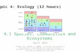 4.1 Species, Communities and Ecosystems April 2015 Adapted from: Taylor, S. (2010). Ecosystems and Communities (Presentation). Science Video Resources.