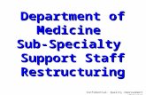 Department of MedicineSub-Specialty Support Staff Restructuring Confidential: Quality Improvement Material.
