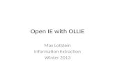 Open IE with OLLIE Max Lotstein Information Extraction Winter 2013.