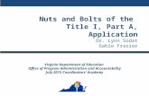 Nuts and Bolts of the Title I, Part A, Application Dr. Lynn Sodat Gabie Frazier Virginia Department of Education Office of Program Administration and Accountability.