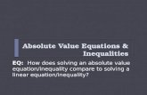 Absolute Value Equations & Inequalities EQ: How does solving an absolute value equation/inequality compare to solving a linear equation/inequality?