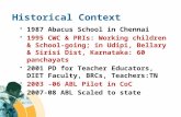 Historical Context 1987 Abacus School in Chennai 1995 CWC & PRIs: Working children & School-going; in Udipi, Bellary & Sirisi Dist, Karnataka: 60 panchayats.
