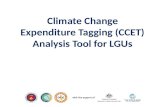Climate Change Expenditure Tagging (CCET) Analysis Tool for LGUs with the support of.