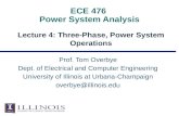ECE 476 Power System Analysis Lecture 4: Three-Phase, Power System Operations Prof. Tom Overbye Dept. of Electrical and Computer Engineering University.