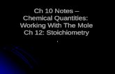 Ch 10 Notes – Chemical Quantities: Working With The Mole Ch 12: Stoichiometry.