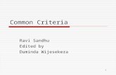 1 Common Criteria Ravi Sandhu Edited by Duminda Wijesekera.