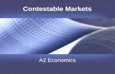 Contestable Markets A2 Economics. What is a Contestable Market? Firms in contestable markets face real and potential competition The threat of “hit and.