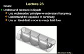 Physics 201: Lecture 26, Pg 1 Lecture 26 Goals: Understand pressure in liquids  Use Archimedes’ principle to understand buoyancy  Understand the equation.