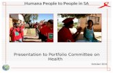 Humana People to People in SA Presentation to Portfolio Committee on Health October 2011.