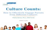 1 Culture Counts: How to Effectively Engage Parents from Different Cultures October 14, 2014 Manica Ramos, Ph.D., Child Trends.